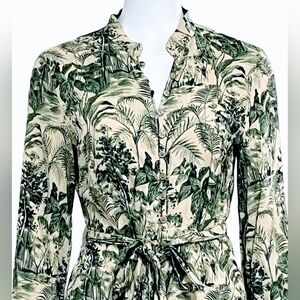 Zara Forest Button Down Dress NWT & Sash Sz S